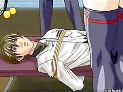 Anime ragazzo carino di legato per dick saltato da grande seni giovane matta del sesso