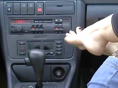 Pretty Fetish Feet Tease in the car(WheelSex)