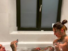 Tattooed hottie Lucy ZZZ fucked hard in the bathtub
