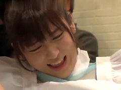 Japanese asian girl giving blowjob for guy on the bed