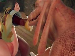 Unfair 3D Анимация Skeezy хо с приветственной розовой домовой торта получает ударил чудовищем