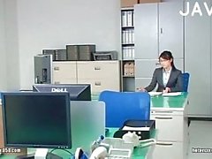 Japanese hairy cunt licked at office