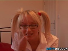 Spex schoolgirl POV pulling cock until cum