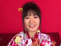 Dazzling casting along kimono girl Chiharu