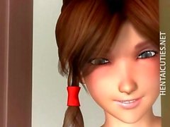 Redhead 3D anime hoe gives oral sex