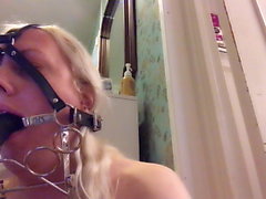 Testing my new pony deepthroat training gag