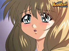 Nympho de Hentai mujer rubia se sus senos le lamían antes de lleva