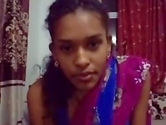 cute girl in saree doing sefles.mp4