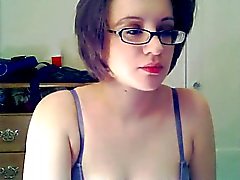 Hot nerd girl fucking pretty cunt with aerosol bottle