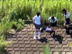 Japanese students peeing in uniforms