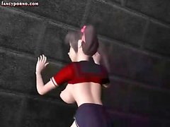 Romantic anime with big tits gets slammed