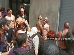 Gay blonde hunk walked naked in public