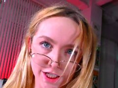 Tugjob 21yo with glasses jerks POV cock