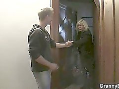Blonde allows him drill her old snatch