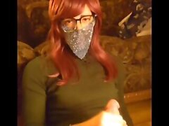 Redhead Sissy Rides Dildo and Shakes Ass