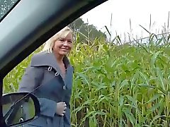 German milf creampie outdoor