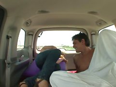 Kinky dude nails brunette babe hardcore in his van