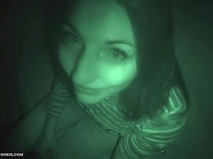 Spanish teen Jimena Lago sucks and fucks in night vision