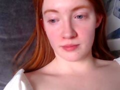 Amateur redhead shaves and masturbates