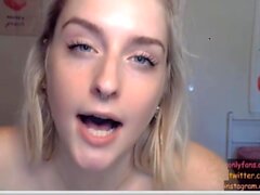 Sexy Blonde Blue Eye Cam Girl Masturbates And Talks Dirty