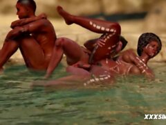 African Anal Explorer 3D Group Sex animation 2024