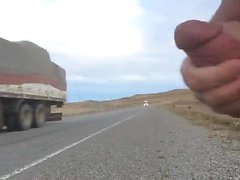 Masturbating in 3 truckers that are front