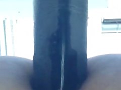 Huge black dildo deep in my tight ass