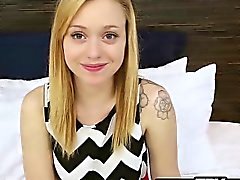 Lucy is not so innocent in her first porn video