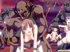 Anime ve cutie acımasız bir şekilde canavarlar Fucked ve Creampie