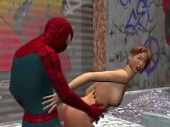 Spiderman folla a la chica