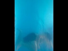 Backyard pool masturbation underwater