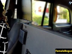 Busty milf screws client in her taxi