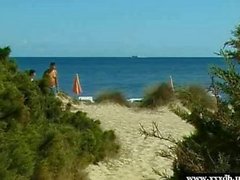 Vreugde wordt geneukt op het strand