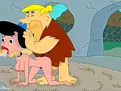Fred and Barney fuck Betty Flintstones at cartoon porn movie