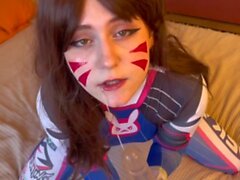 Cosplay d from Overwatch, deepthroat and cum in my face