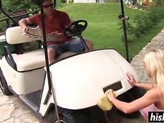 Slut gets penetrated on a golf cart