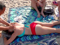 Massage beach, public beach, navel play