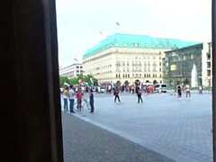 public flashing sextape in berlin street with blonde teen