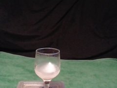 Taste and swallow cum from glass