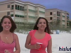 Hot babes flash boobies at the beach